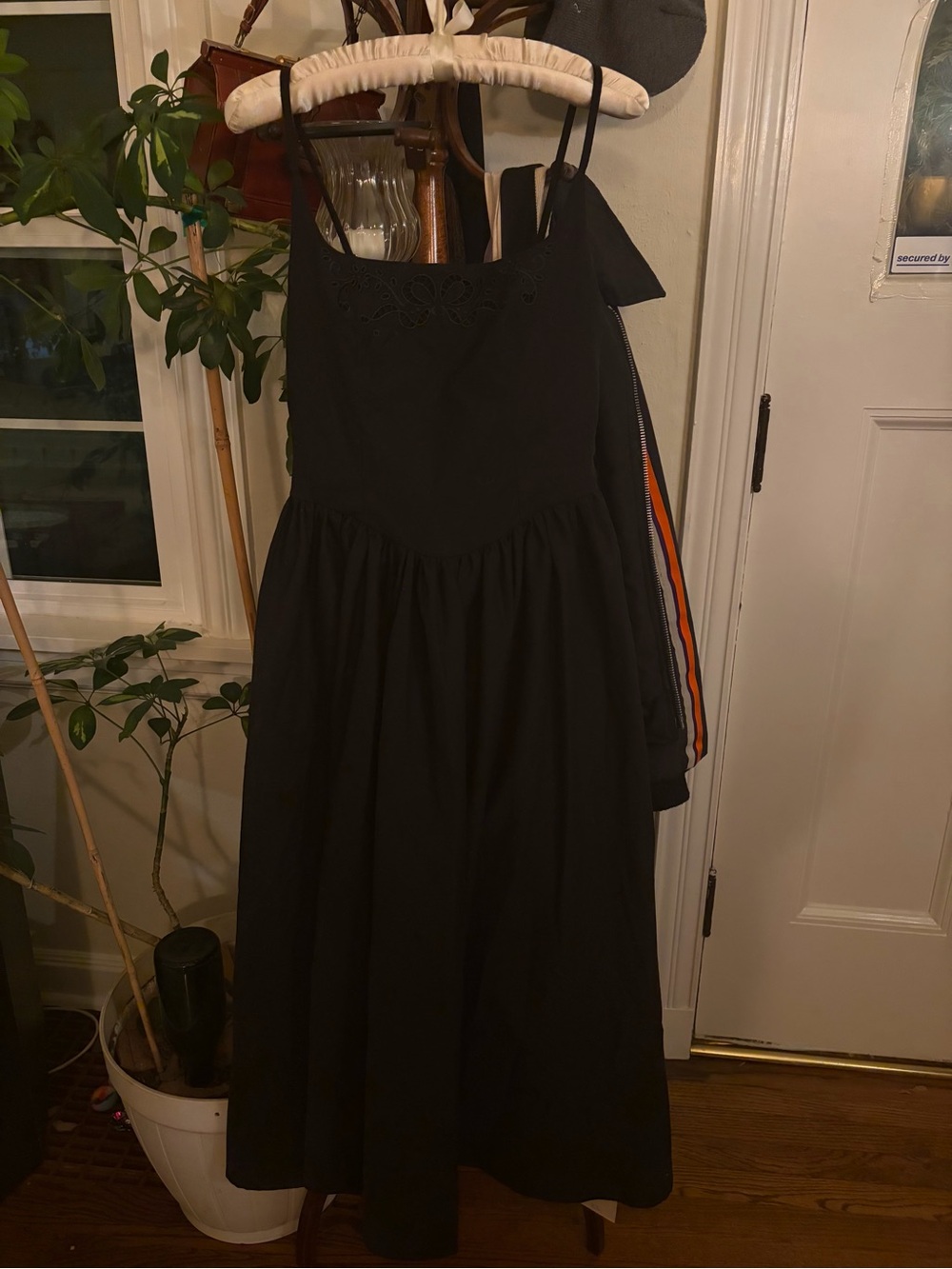 cider COTTON LINEN SCOOP NECKLINE BRODERIE ANGLAISE RUFFLE MAXI DRESS